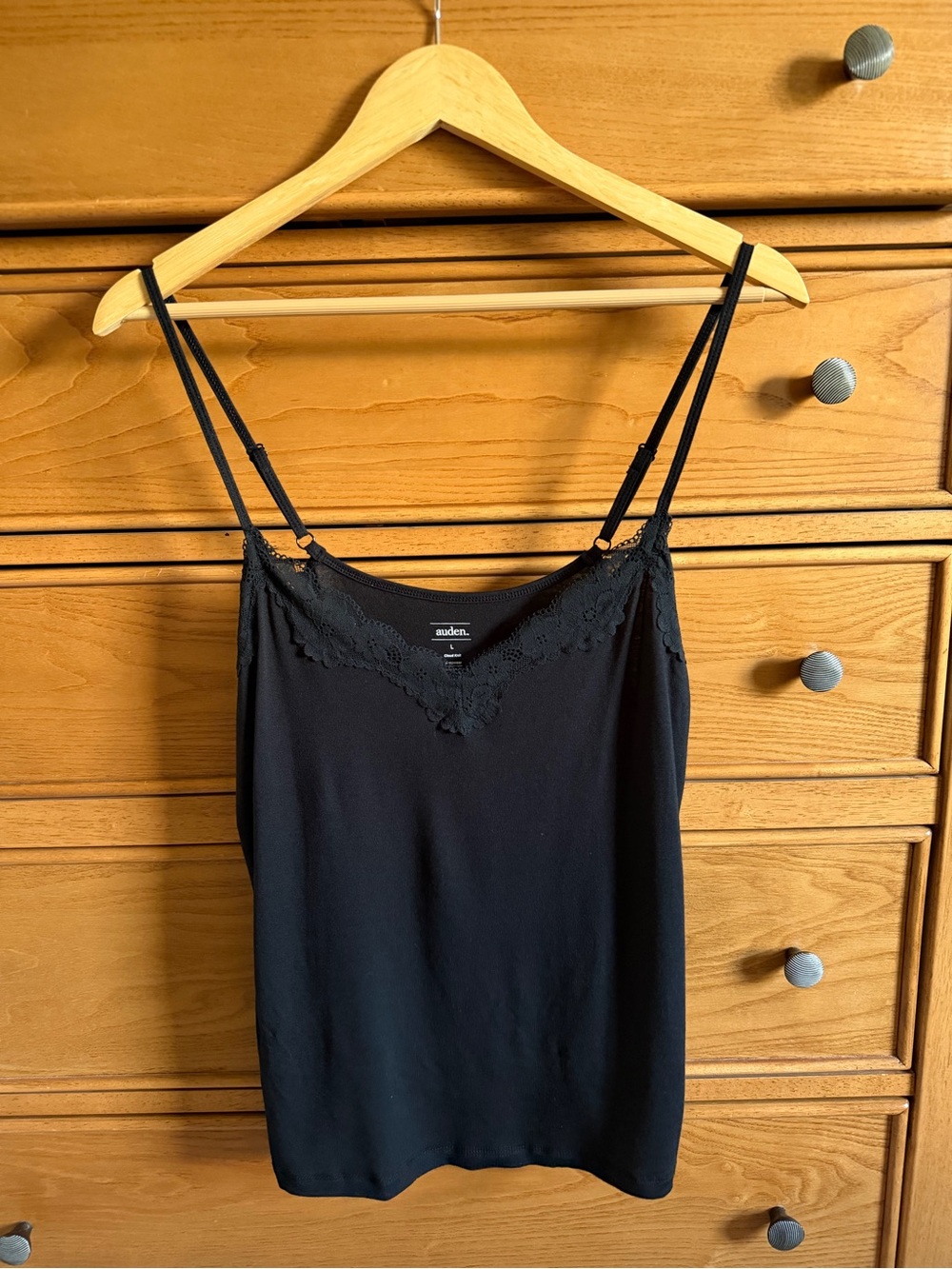 NEW Auden Cami Womens Size Large Black Modal Blend Lace V-Neck Sleep Lounge